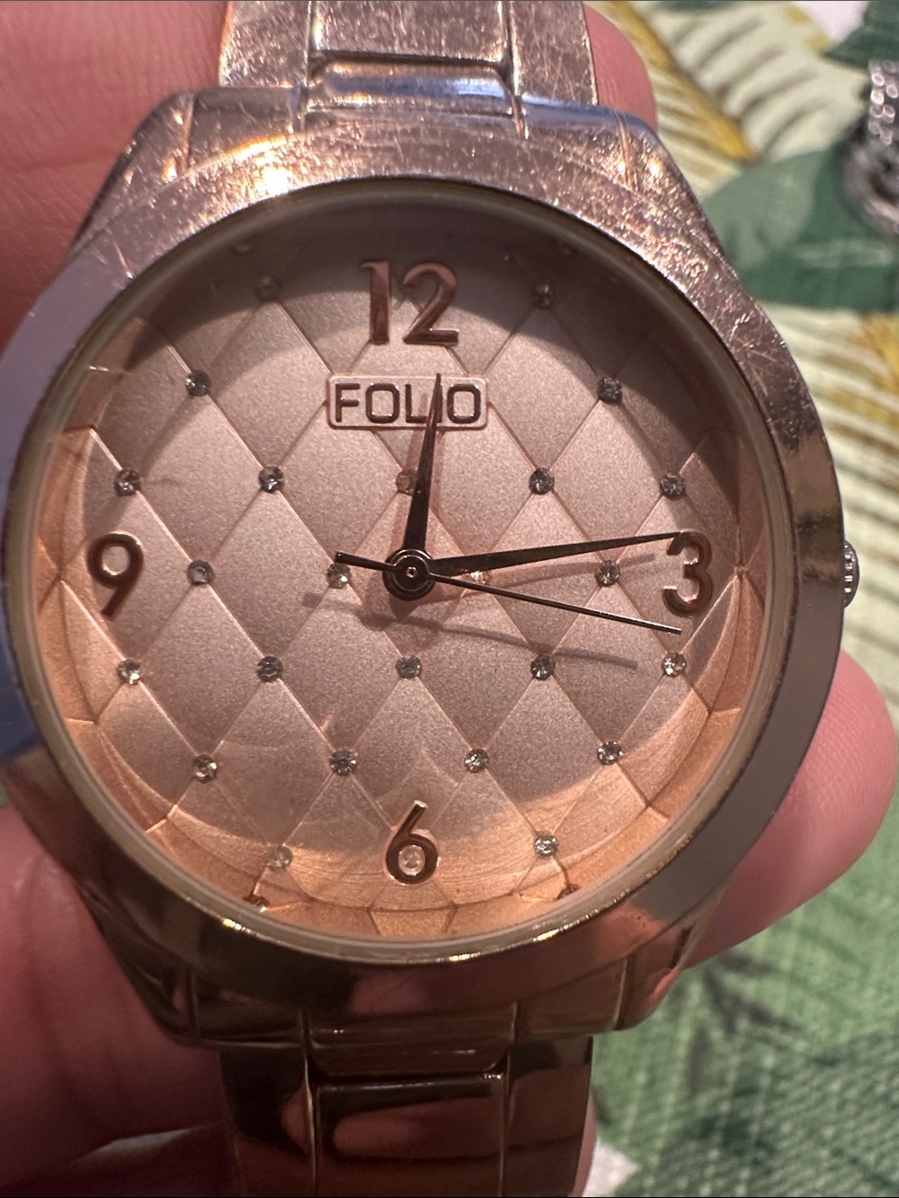 Folio Rose Gold Quilted Dial Bracelet Watch